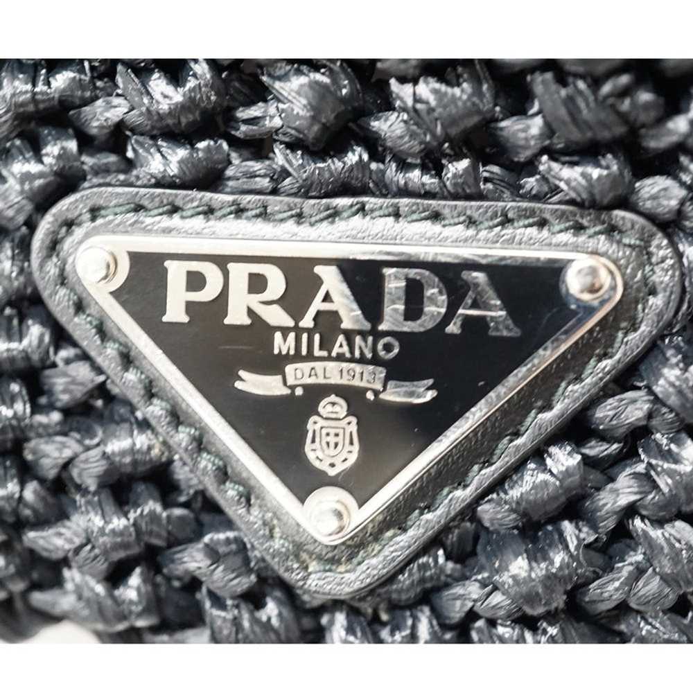 Prada Prada Raffia Basket Tote Bag Black Silver M… - image 4