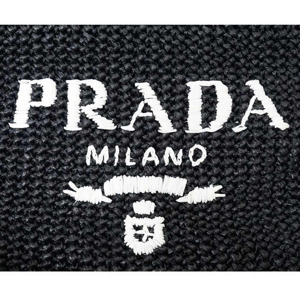Prada Prada Raffia Basket Tote Bag Black Silver M… - image 9