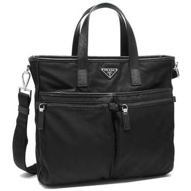 Prada Re-Nylon Tote Bag Renylon Saffiano Fabc 1Bg052 Black Tangle