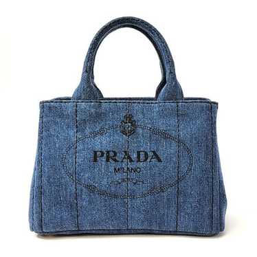 Prada Pattina Sottospalla Denim Fringe Large Flap Bag