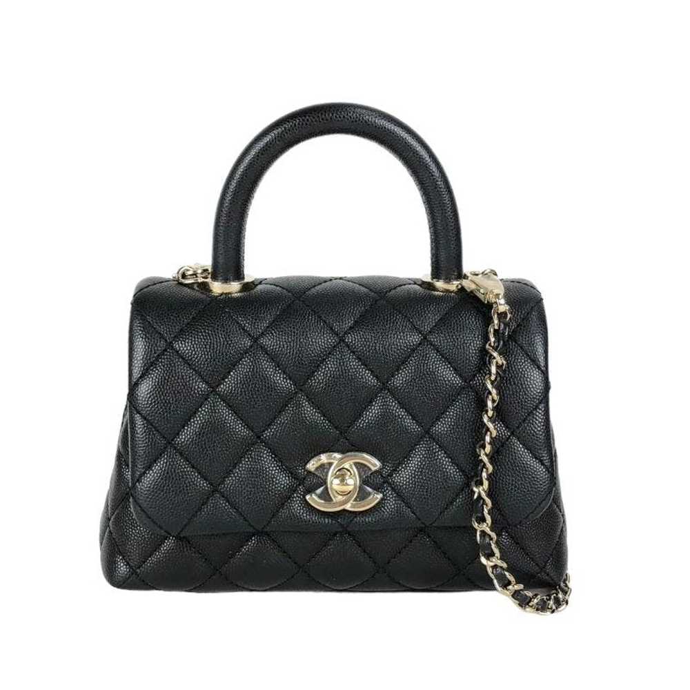 CHANEL Matrasse Coco Handle 2Way Women's Handbag Calf Black x Gold  Hardware