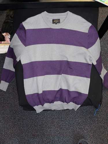 Beams Plus Purple/Gray Striped Sweater