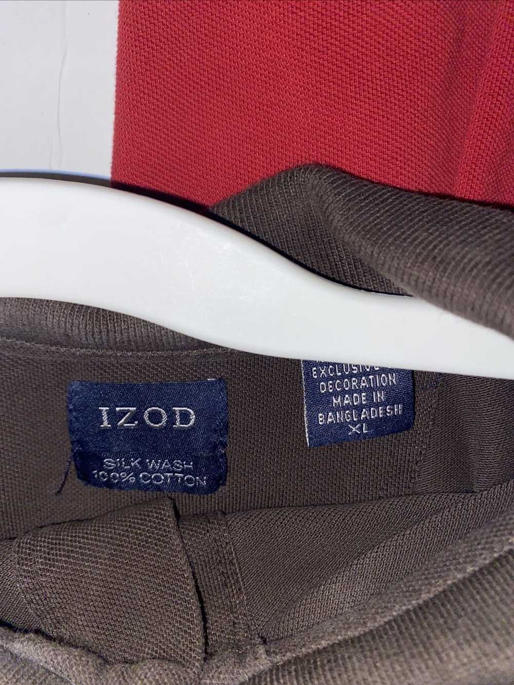 Izod IZOD Polo Collar Shirt XL Silk Wash Red Blue… - image 4