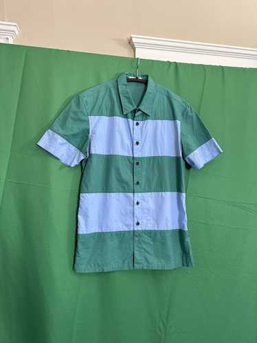 Burberry Striped cut & sew paneled logo S/S shirt