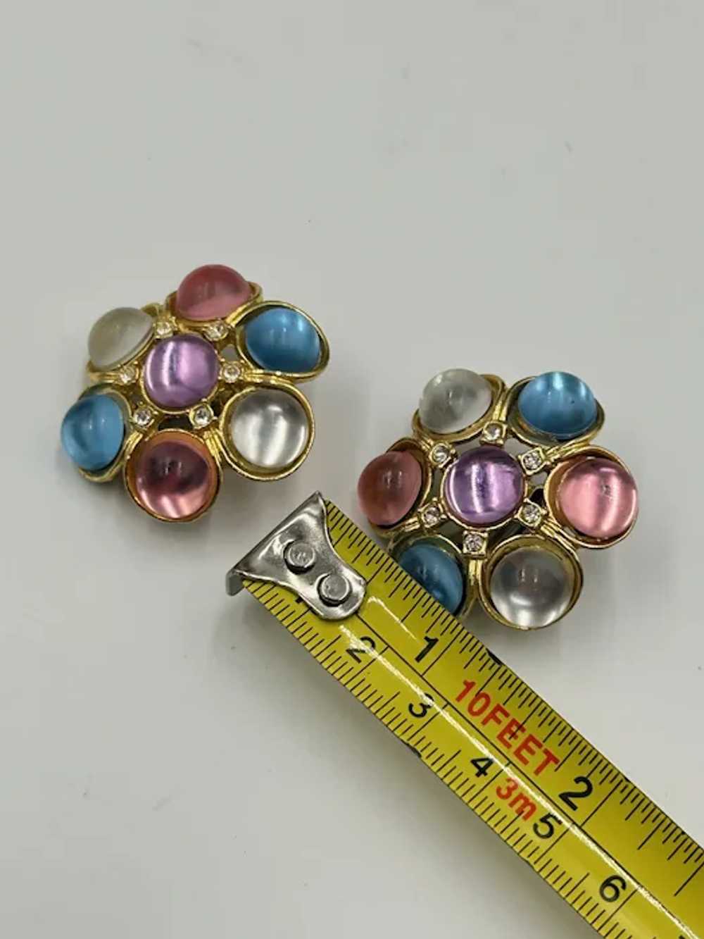 Vintage 90s Pastel Colors Flower Clip On Earrings… - image 5