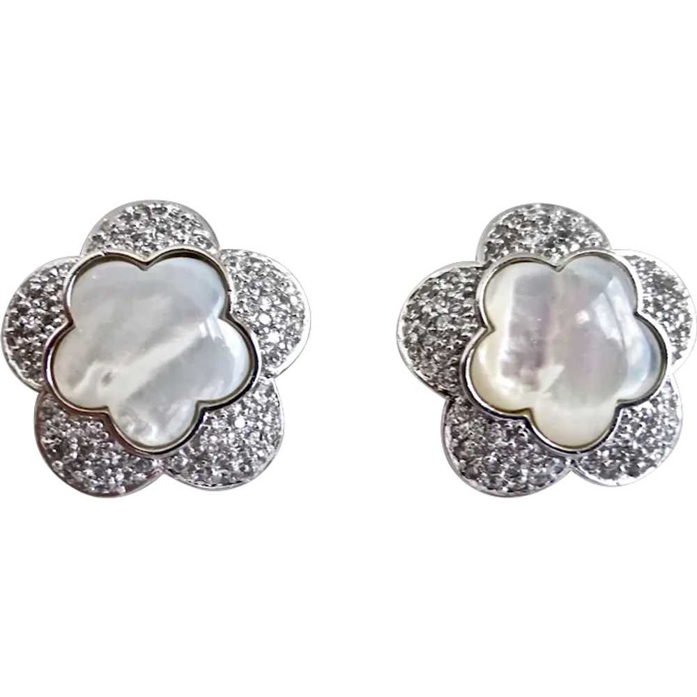 Sterling Silver, Mother of Pearl and Pavé Crystal… - image 1