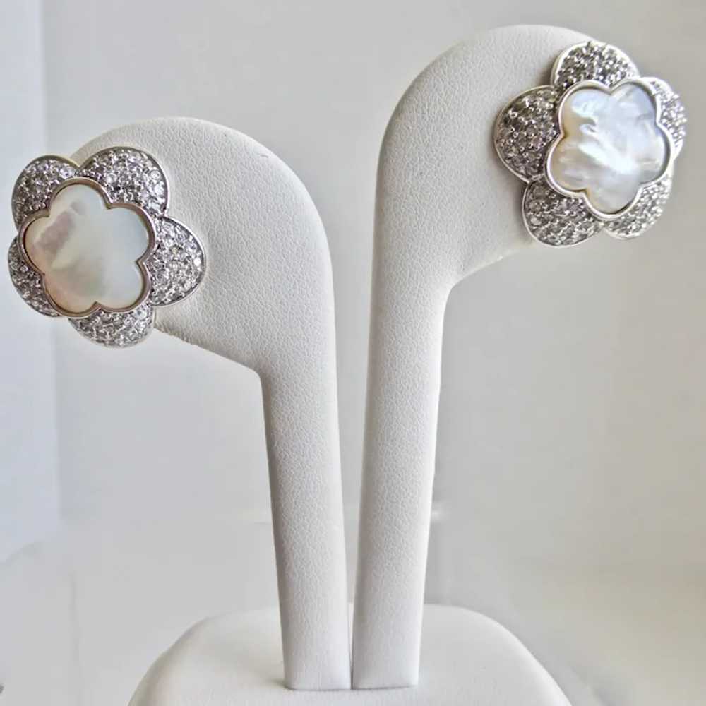 Sterling Silver, Mother of Pearl and Pavé Crystal… - image 2