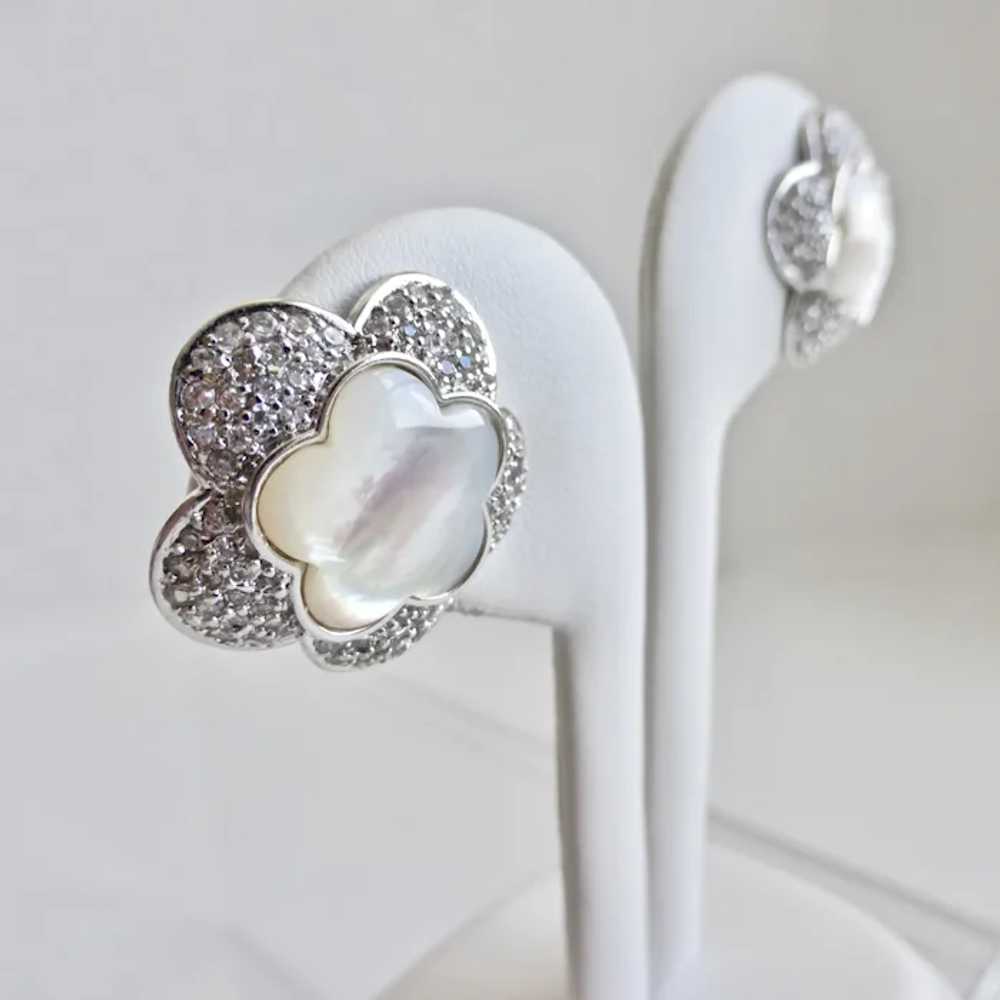 Sterling Silver, Mother of Pearl and Pavé Crystal… - image 3