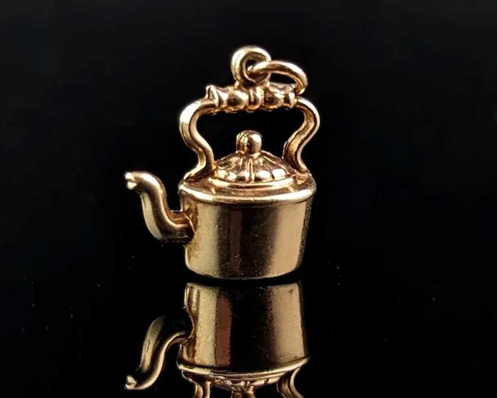 Vintage 9k gold kettle Charm, old Victorian style… - image 3
