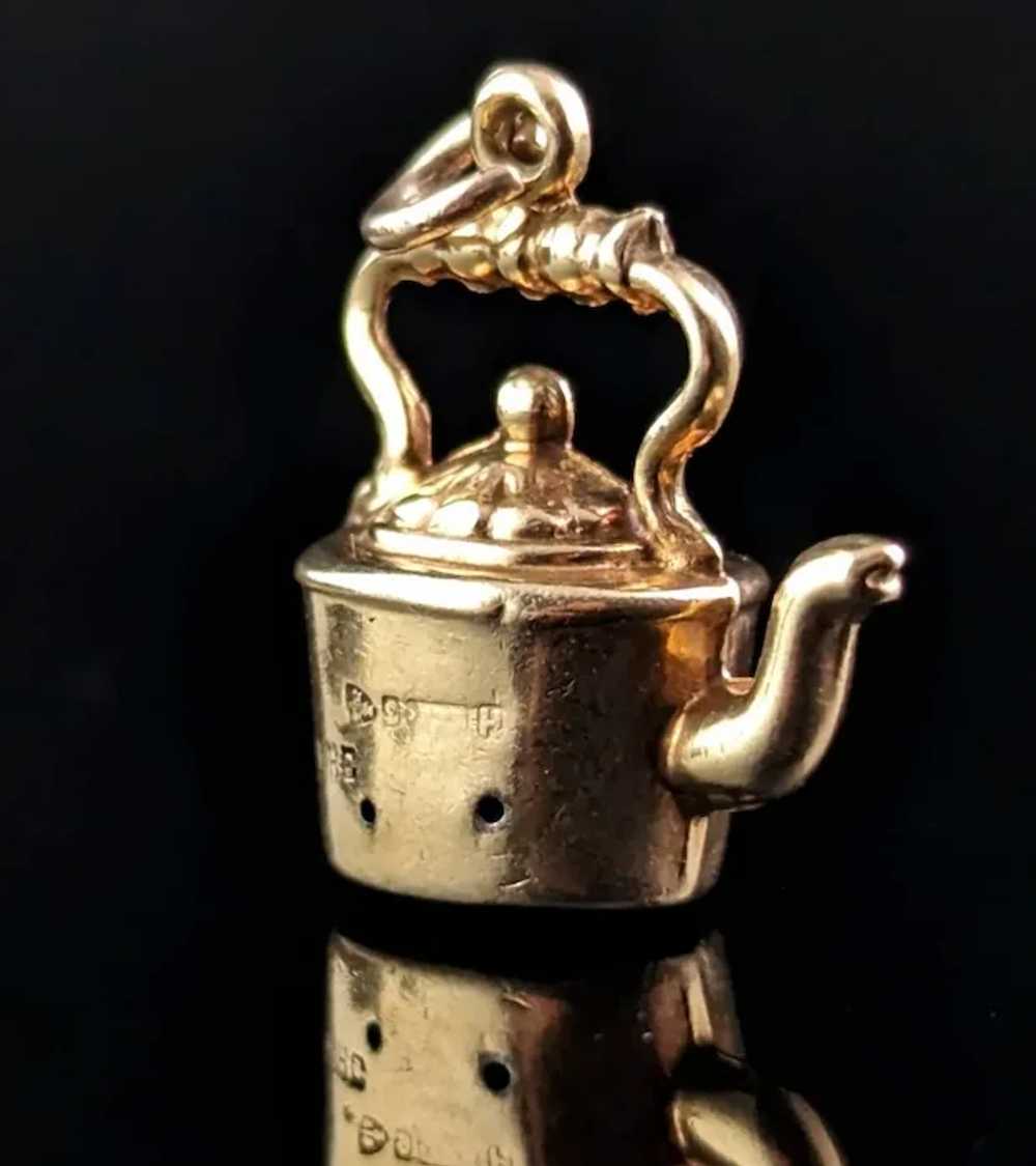 Vintage 9k gold kettle Charm, old Victorian style… - image 4