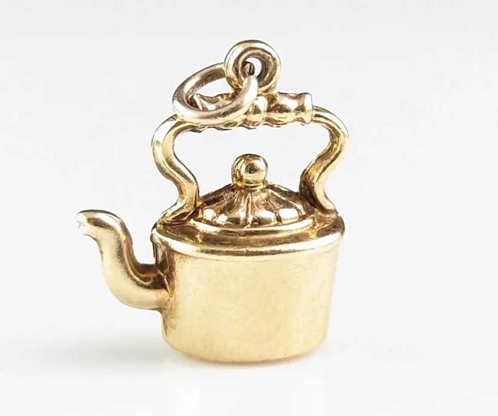 Vintage 9k gold kettle Charm, old Victorian style… - image 9