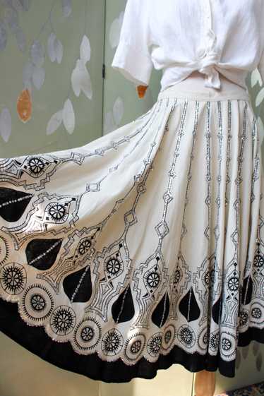 1950s Style Border Print Sequinned Circle Skirt, … - image 1