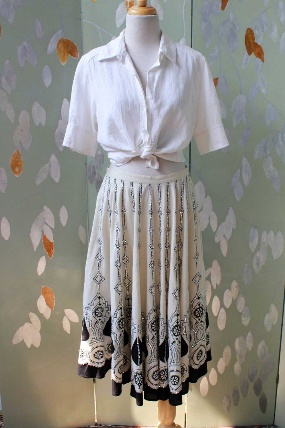 1950s Style Border Print Sequinned Circle Skirt, … - image 3