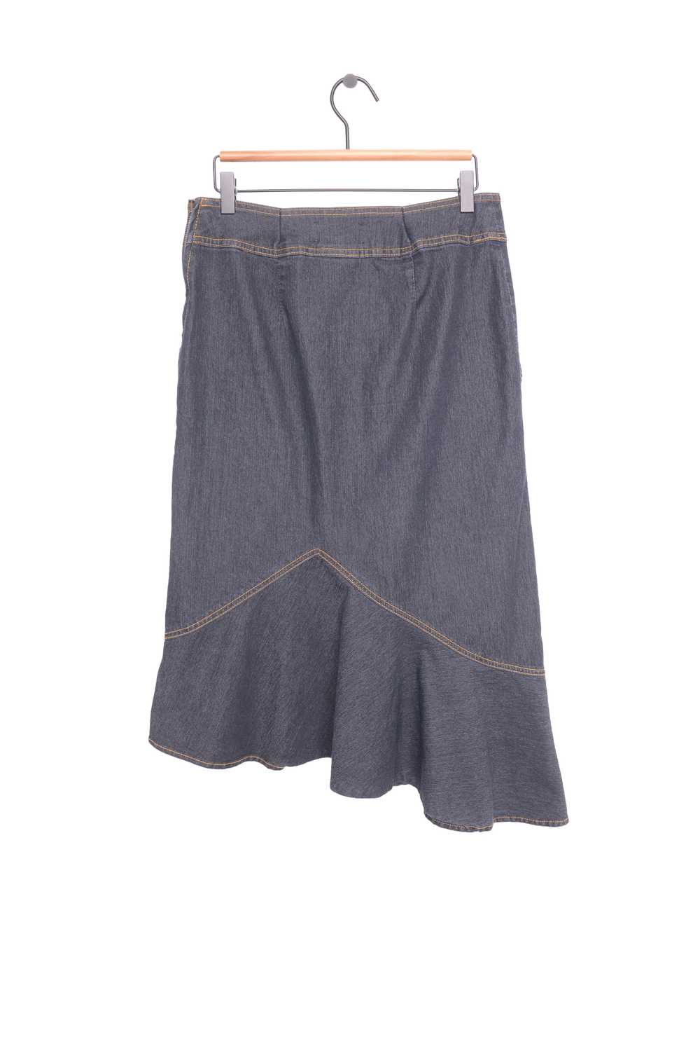 Y2K Ruffle Denim Midi Skirt - image 2
