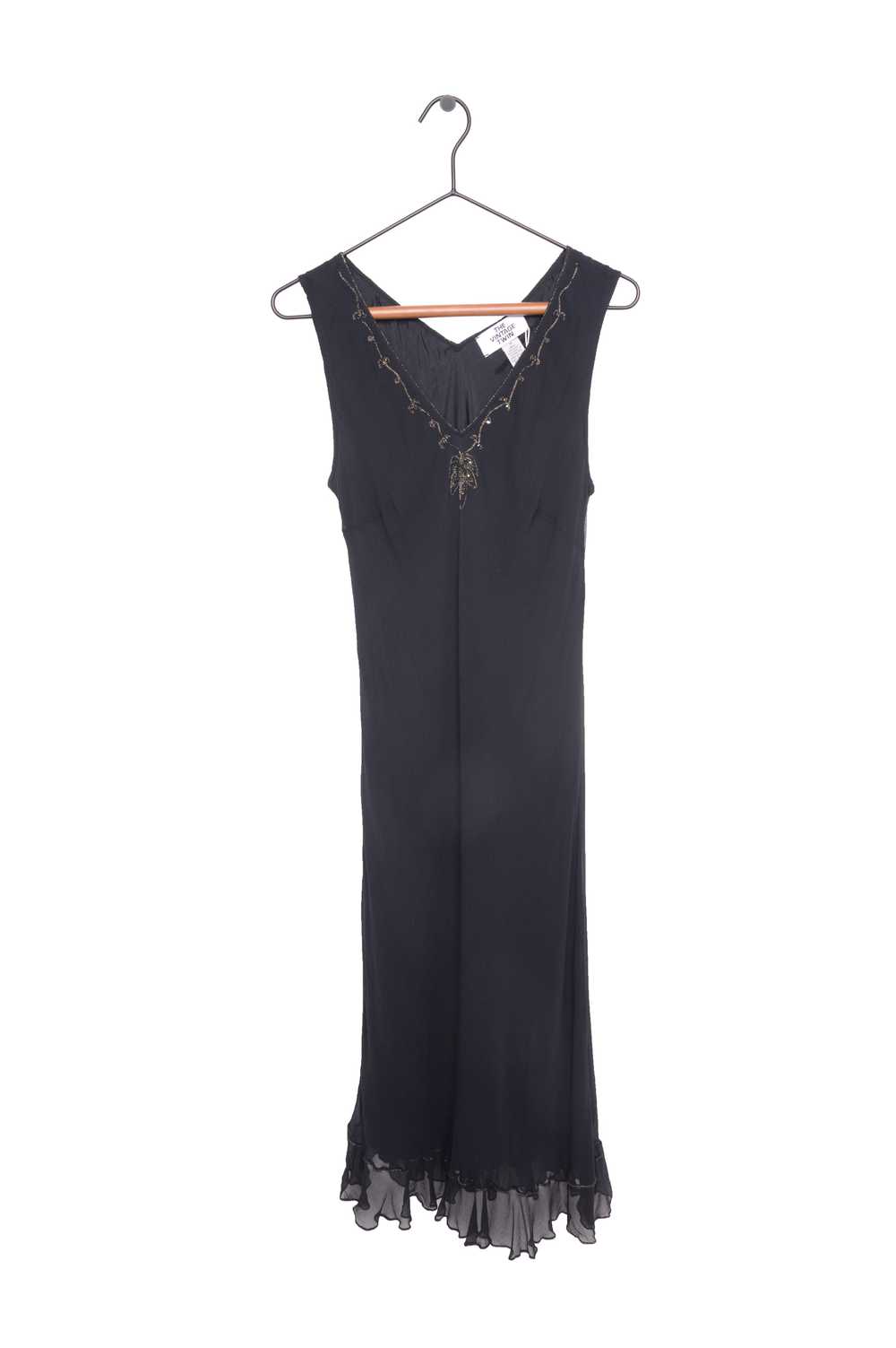 Silk Beaded Ruffle Hem Maxi Dress - image 1