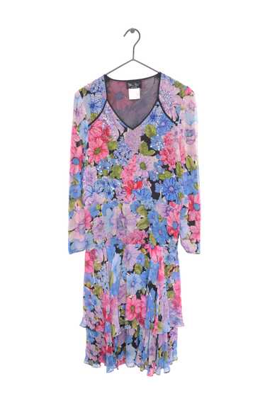 Diane Freis Silk Beaded Floral Midi Dress