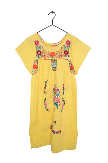 1980s Floral Embroidered Mini Dress - image 1