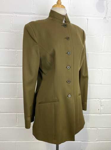 Vintage 1990s Norma Kamali Khaki Wool Jacket, Med… - image 1
