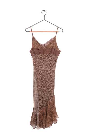 Y2K Silk Leopard Ruffle Midi Dress - image 1