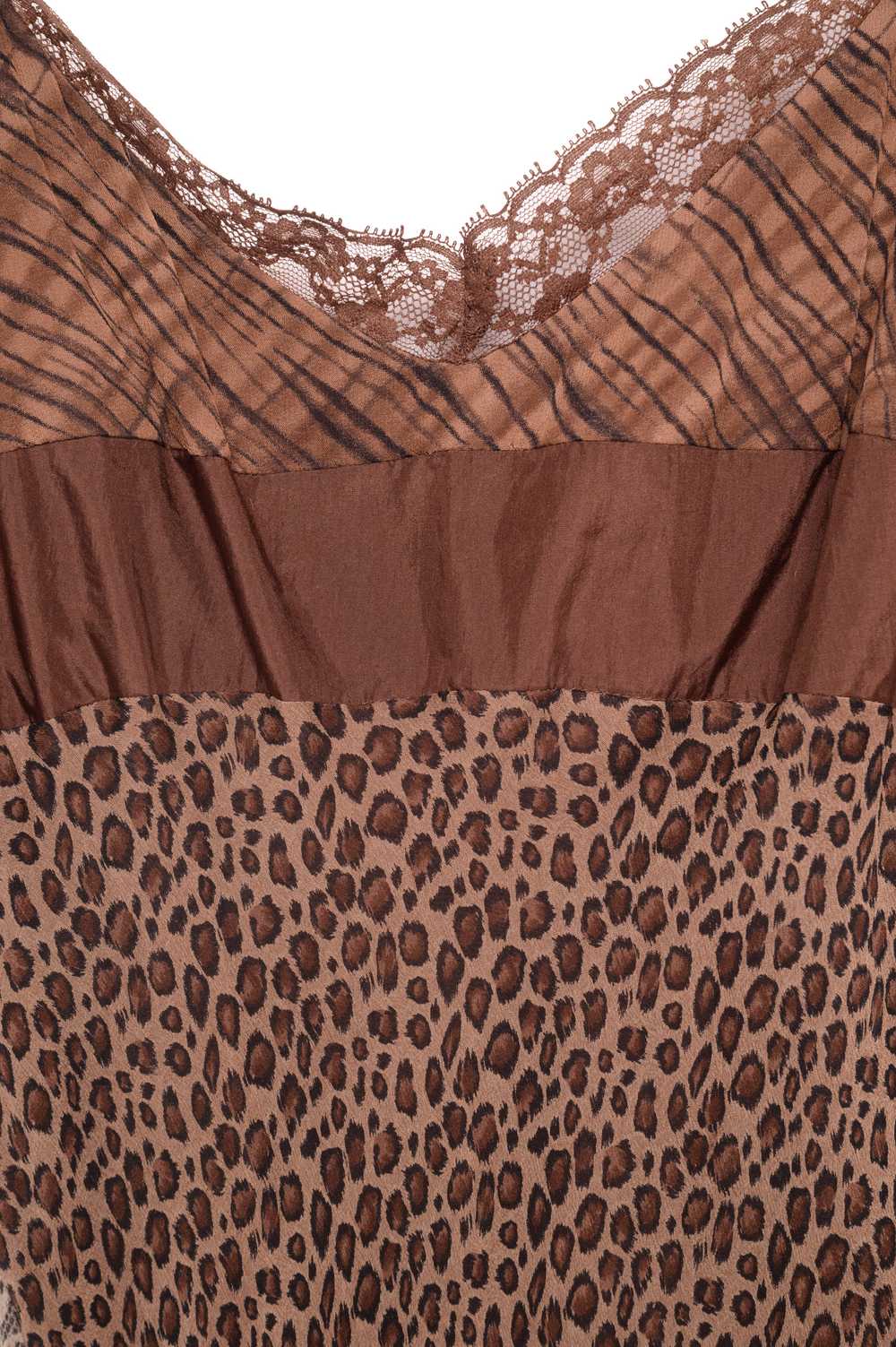 Y2K Silk Leopard Ruffle Midi Dress - image 3