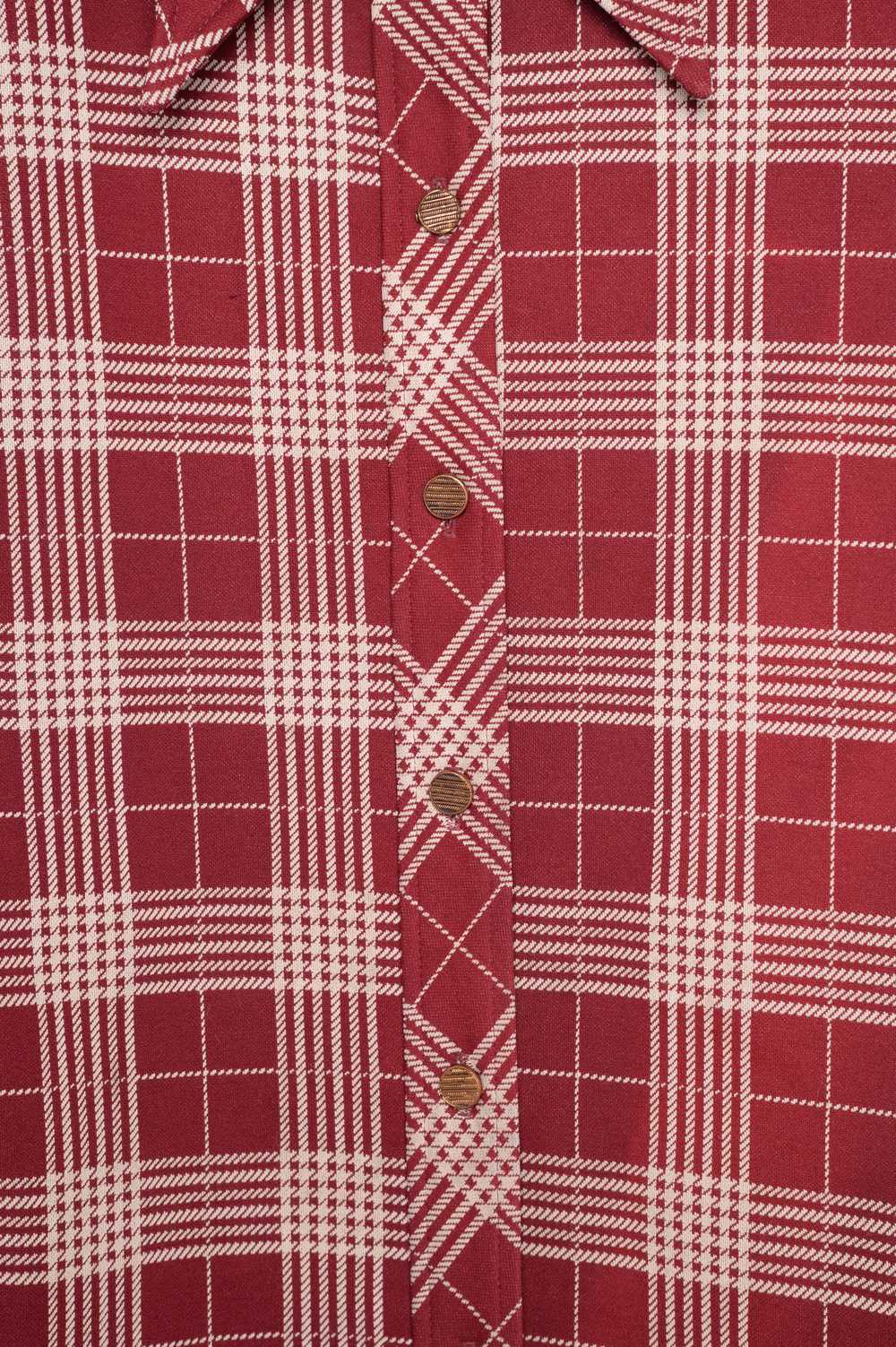 1970s Polyester Plaid Button Down - image 3