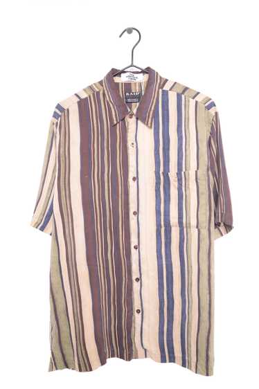 1990s Silk Striped Button Down