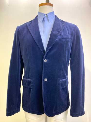 1990s Vintage Suit Jacket, Single-Breast Blue Velv