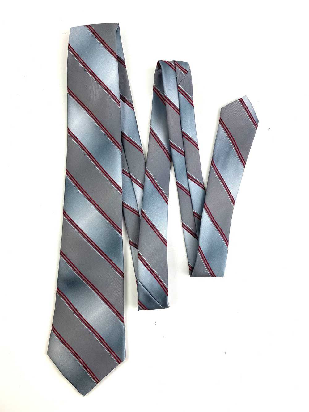 80s Deadstock Necktie, Men's Vintage Red/ Grey Di… - image 1