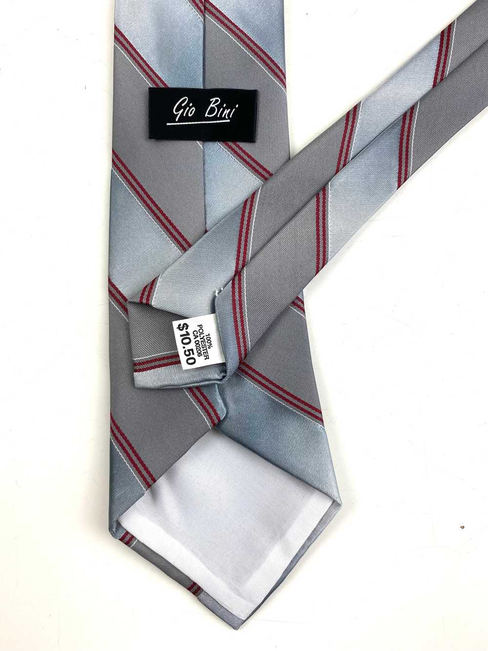80s Deadstock Necktie, Men's Vintage Red/ Grey Di… - image 3