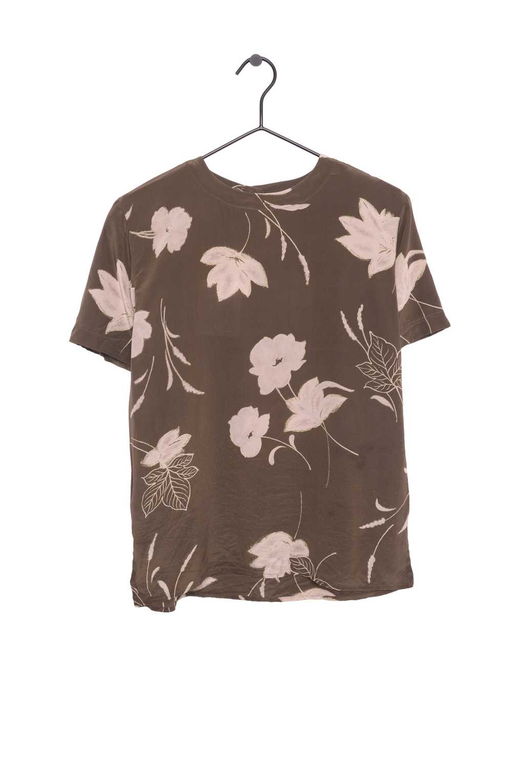 1990s Floral Silk Top - image 1