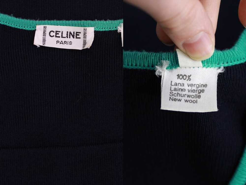 80s Vintage Celine Wool Knit Skirt Set, Navy Blue… - image 8