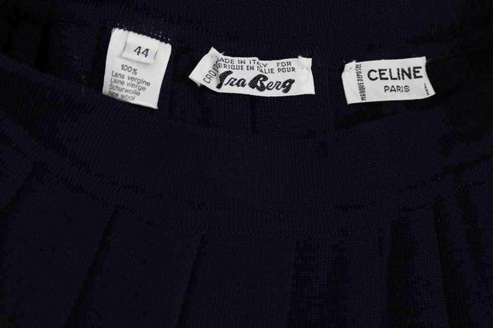 80s Vintage Celine Wool Knit Skirt Set, Navy Blue… - image 9