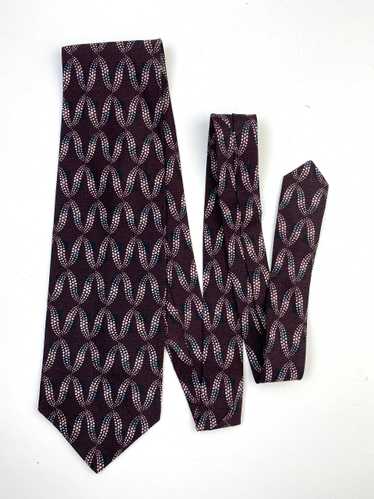 90s Deadstock Silk Necktie, Men's Burgundy Micro D