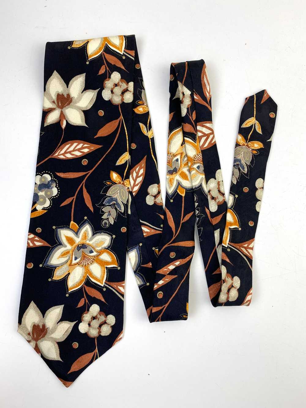 90s Deadstock Silk Necktie, Men's Vintage Black/ … - image 1