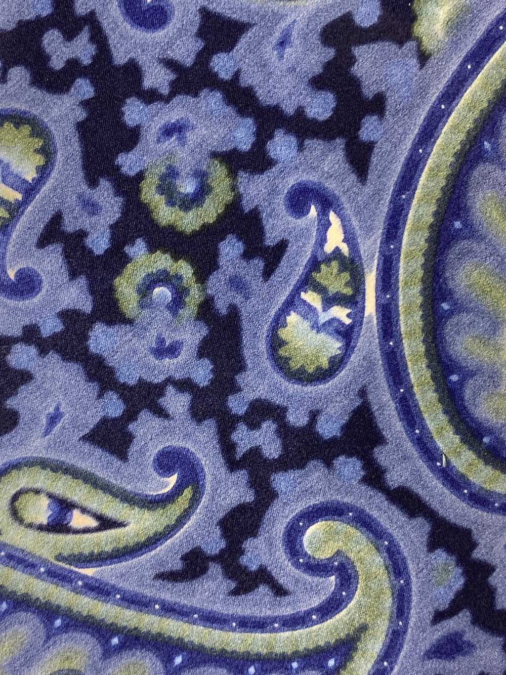 90s Deadstock Silk Necktie, Men's Vintage Blue Gr… - image 2