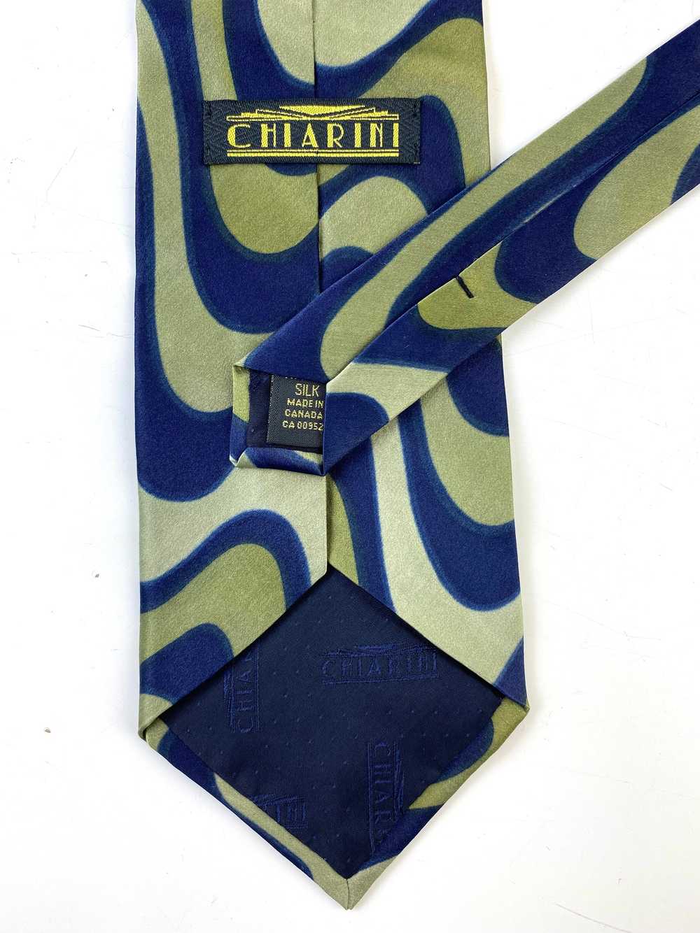 90s Deadstock Silk Necktie, Men's Vintage Blue Gr… - image 3