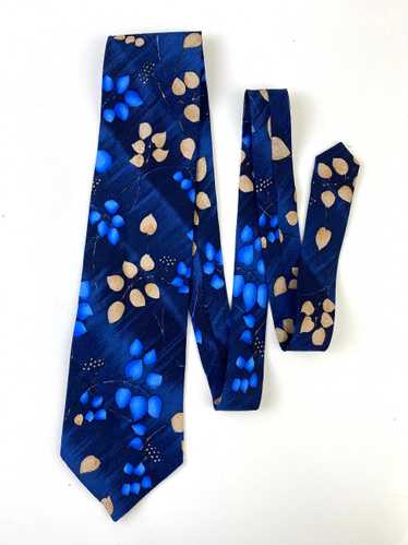 90s Deadstock Silk Necktie, Men's Vintage Blue/ B… - image 1