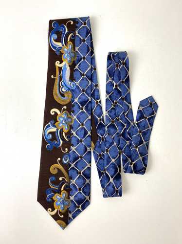 90s Deadstock Silk Necktie, Men's Vintage Blue/ B… - image 1