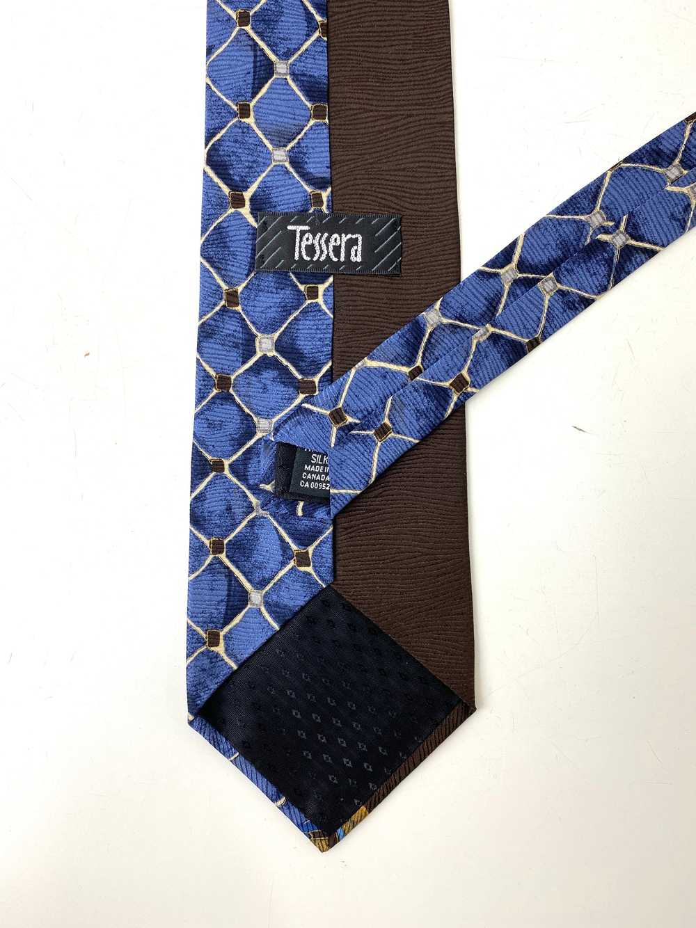 90s Deadstock Silk Necktie, Men's Vintage Blue/ B… - image 3