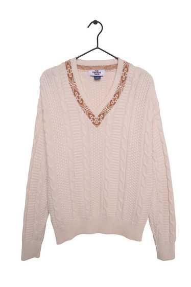 V-Neck Cable Knit Sweater