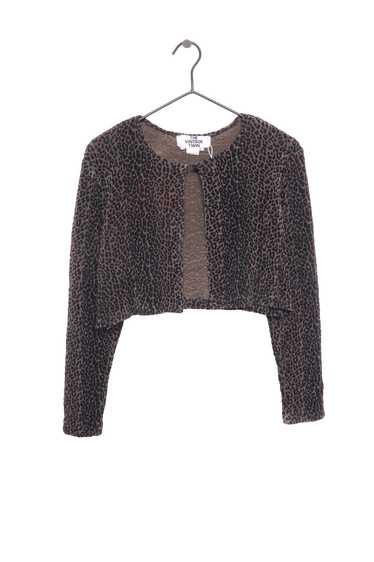 Leopard Velvet Cropped Cardigan USA