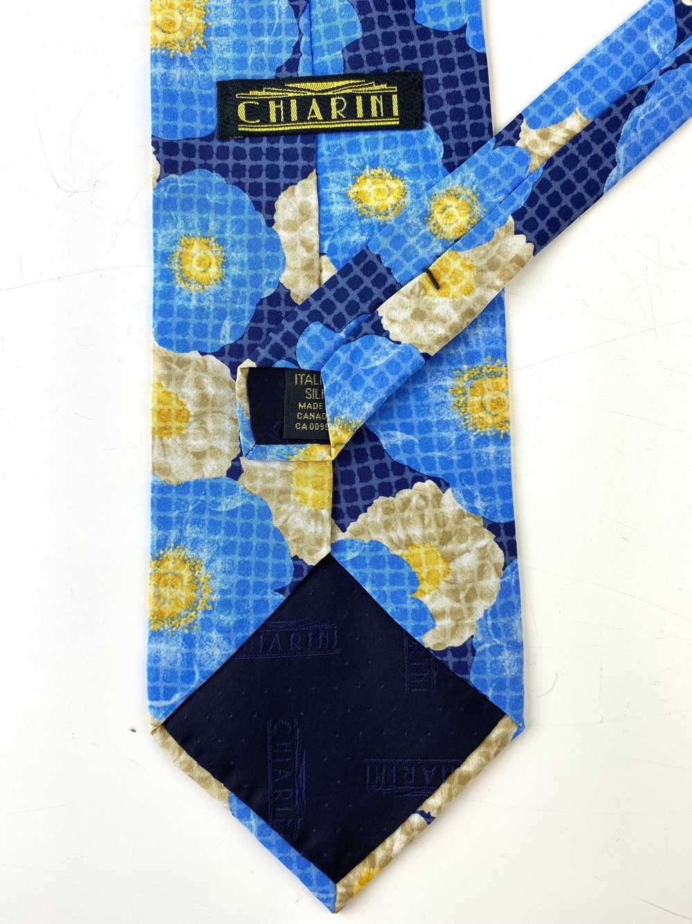 90s Deadstock Silk Necktie, Men's Vintage Blue/ Y… - image 3