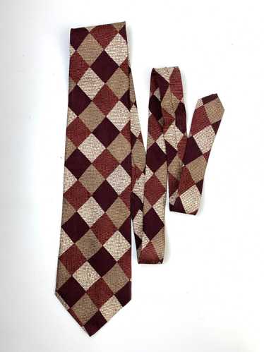 90s Deadstock Silk Necktie, Men's Vintage Brown C… - image 1