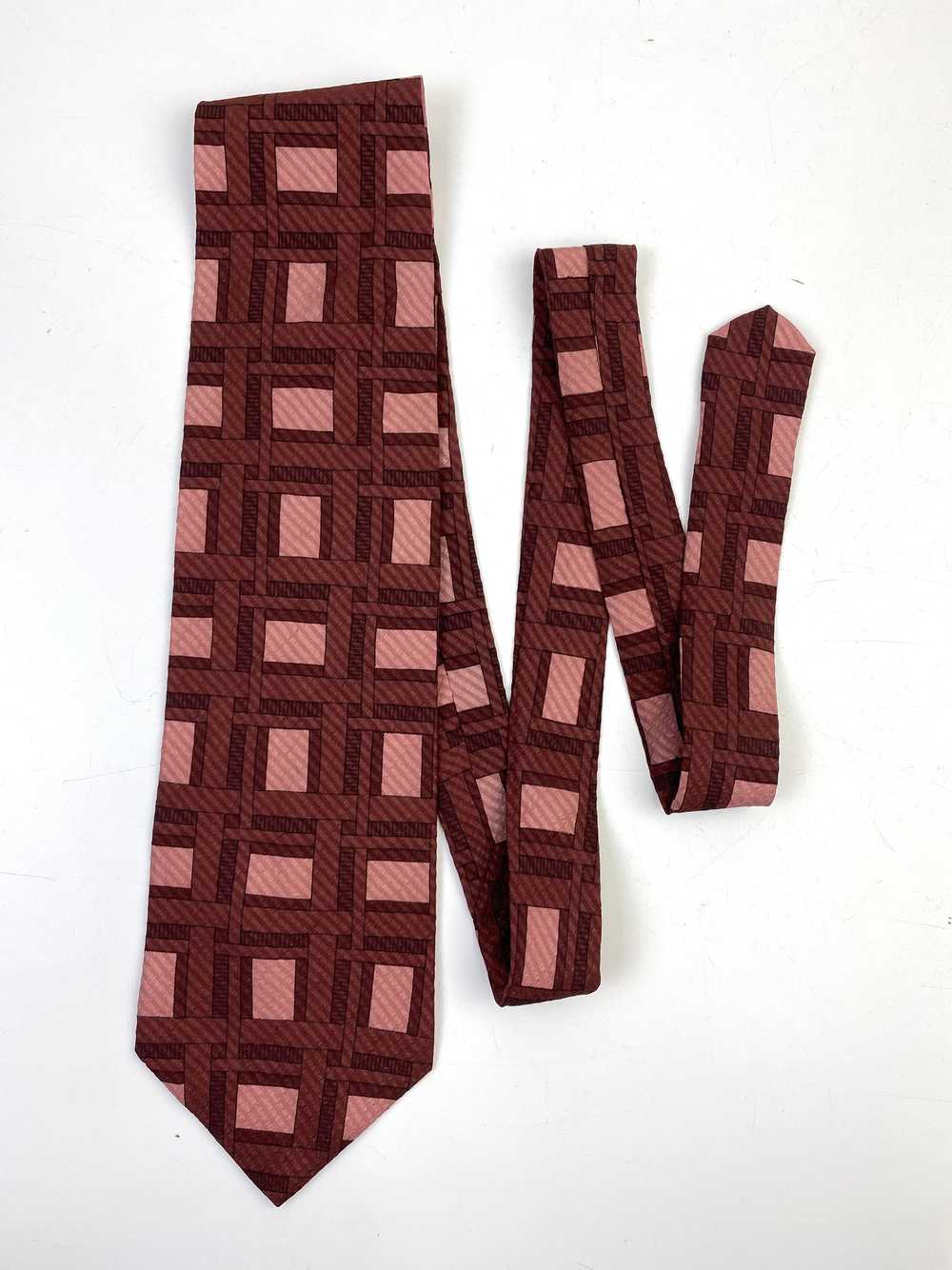 90s Deadstock Silk Necktie, Men's Vintage Brown/ … - image 1