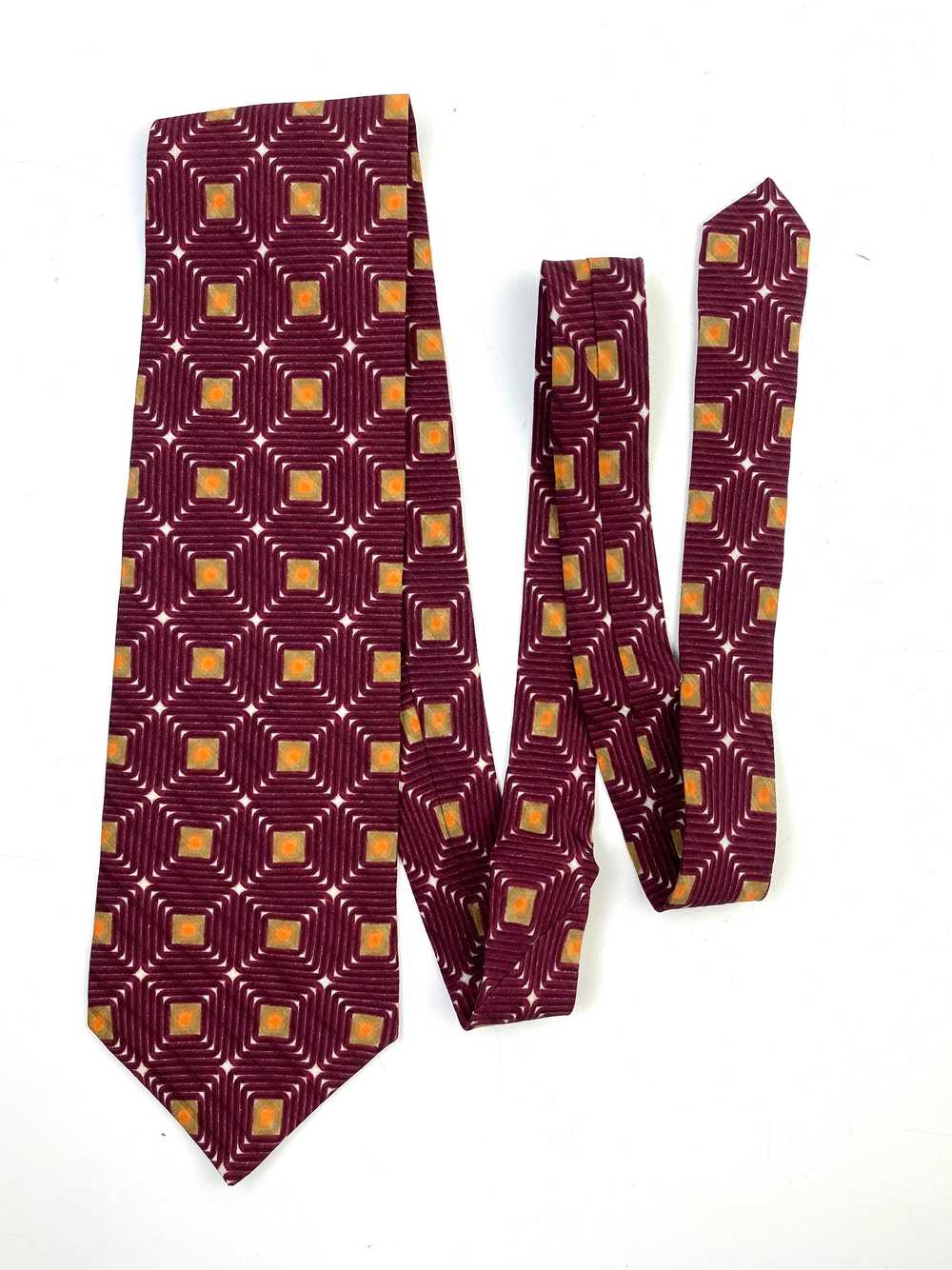 90s Deadstock Silk Necktie, Men's Vintage Burgund… - image 1