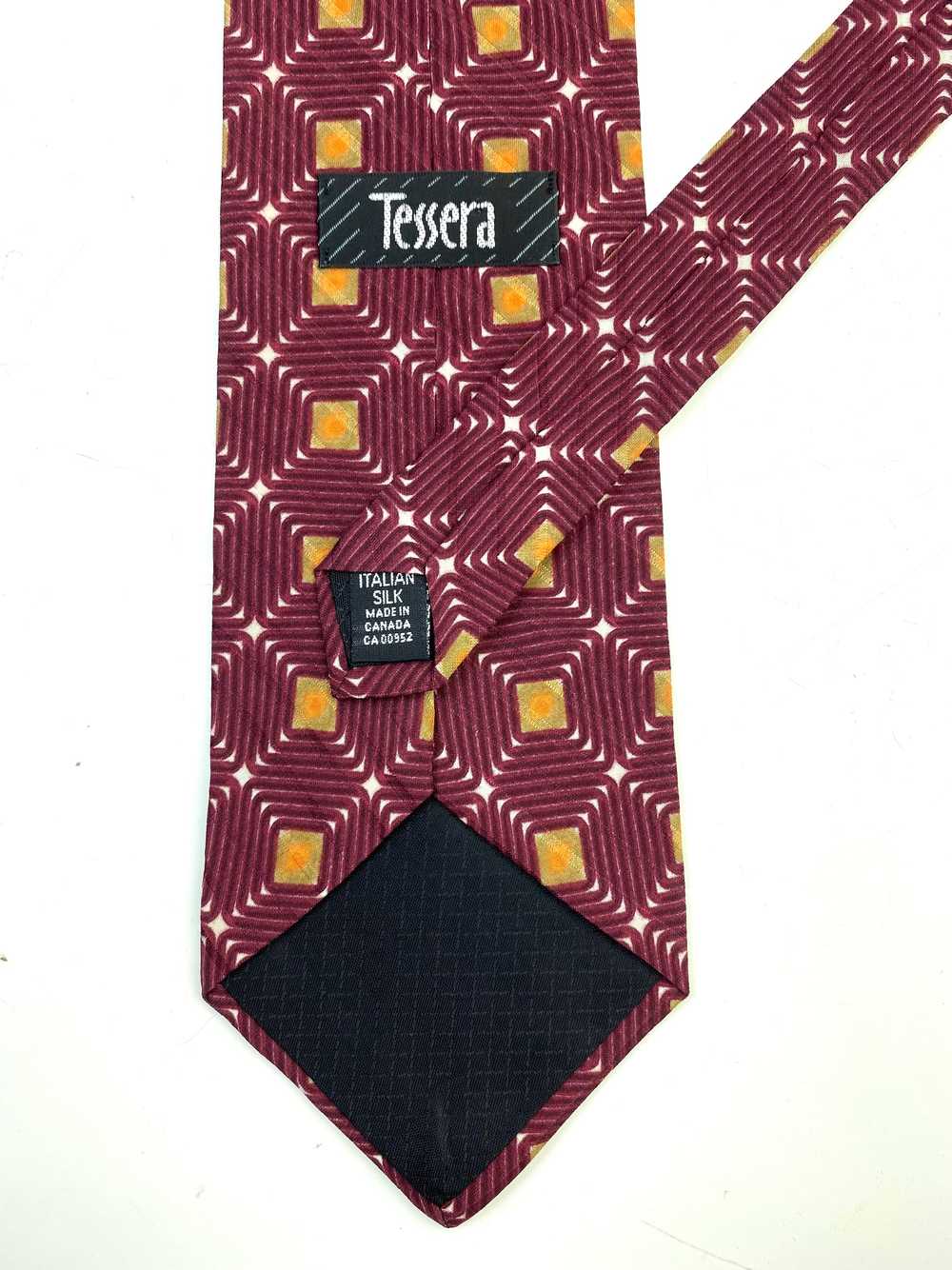 90s Deadstock Silk Necktie, Men's Vintage Burgund… - image 3