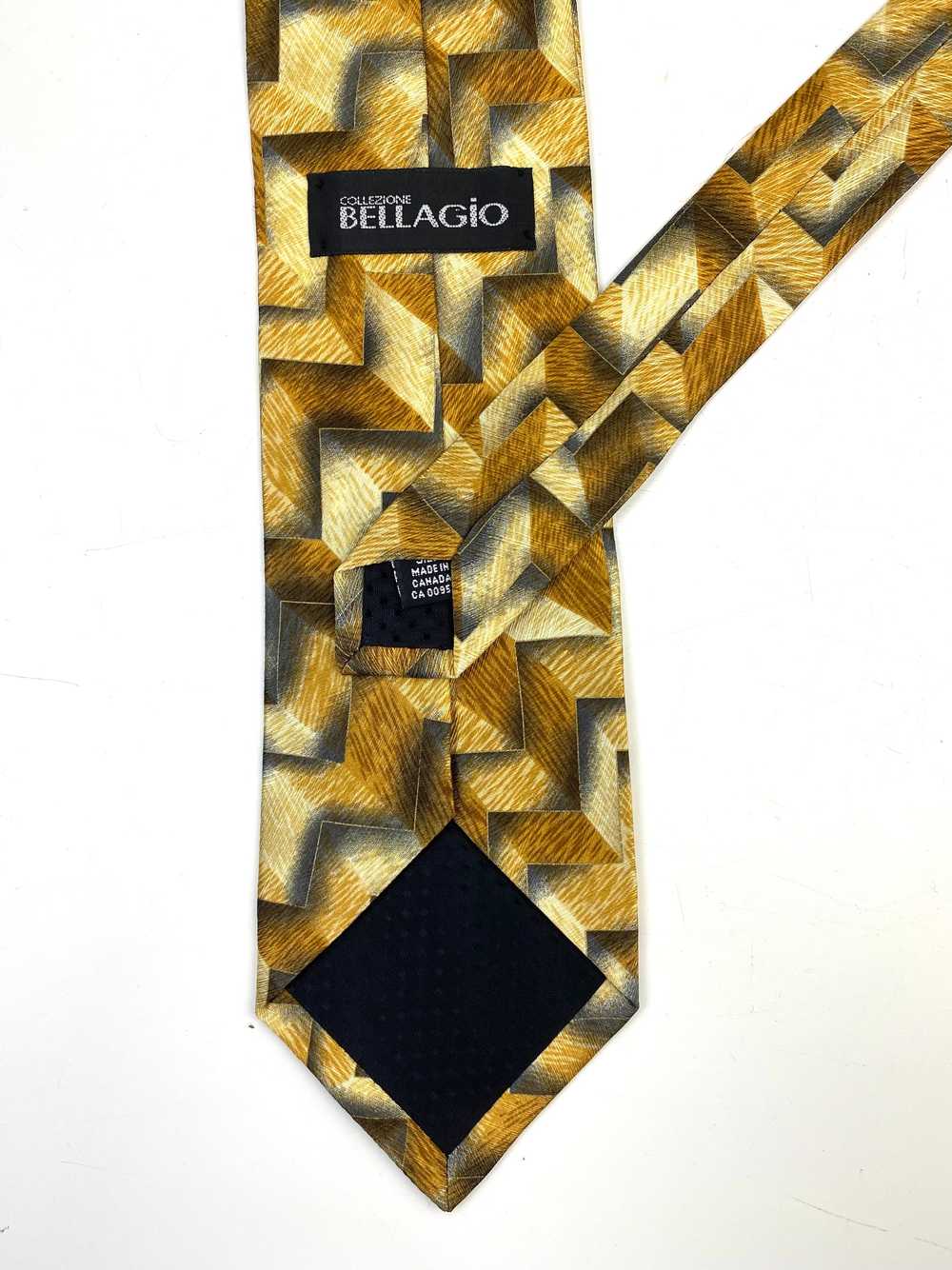 90s Deadstock Silk Necktie, Men's Vintage Gold Ge… - image 3