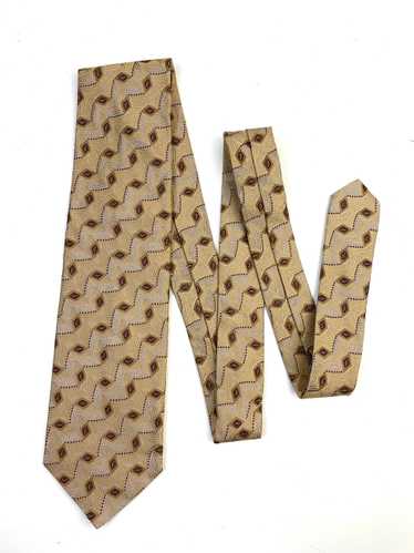 90s Deadstock Silk Necktie, Men's Vintage Gold Geo