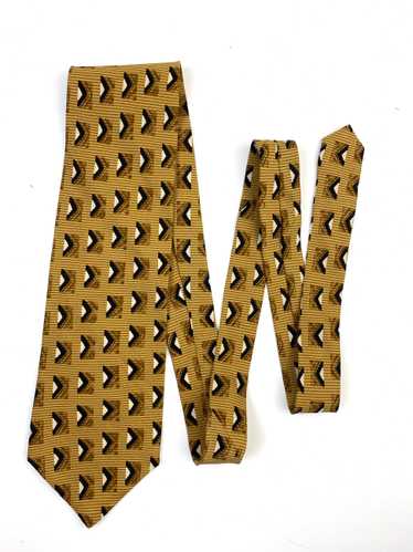 90s Deadstock Silk Necktie, Men's Vintage Gold Ge… - image 1