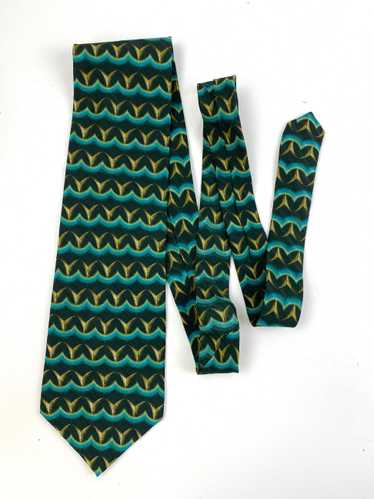 90s Deadstock Silk Necktie, Men's Vintage Green G… - image 1